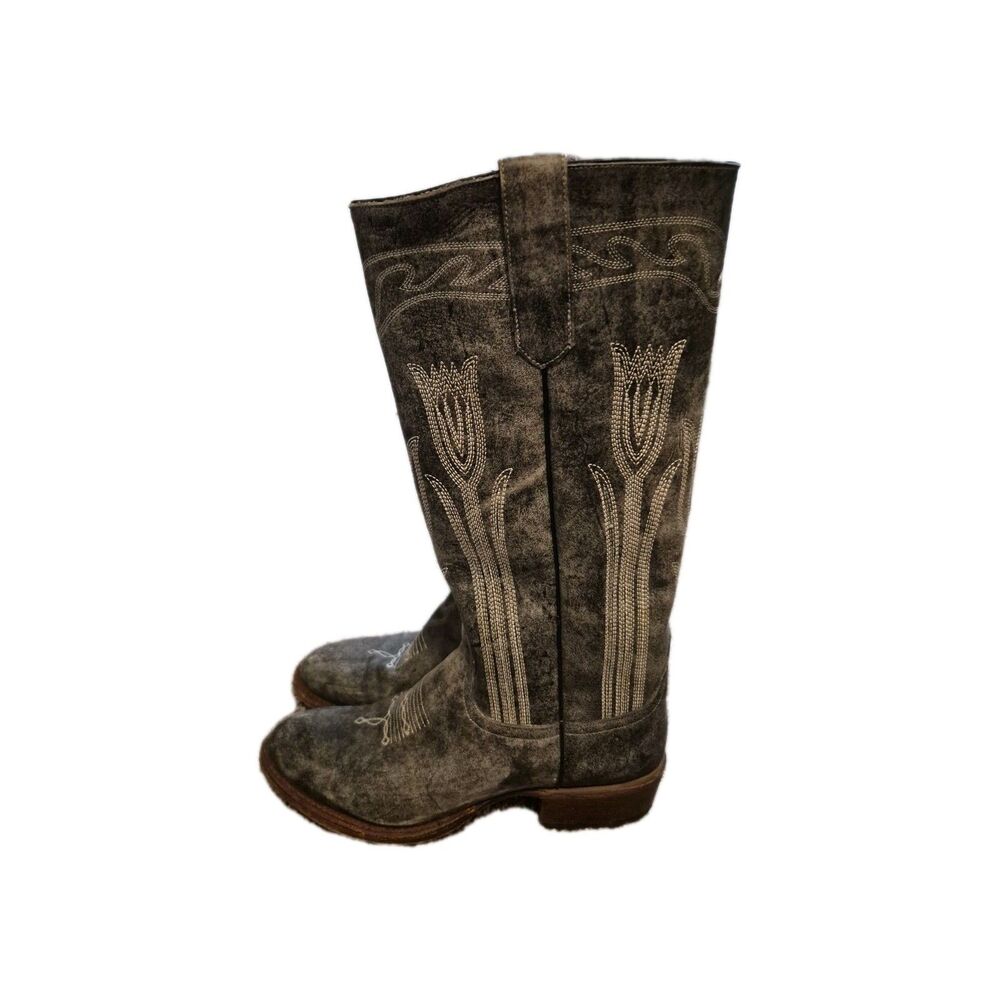 Macie Bean Size 9.5 Tall Tulip Flower Leather Boots Rodeo Cowgirl M5001 - Picture 4 of 10